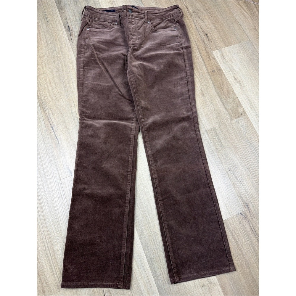 NYDJ Marilyn‎ Straight Corduroy Pants Size 8 Lift Tuck Brown Stretch